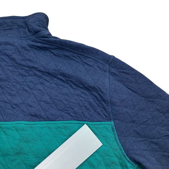 J Crew Sweater Mens M Green Quilted Half Zip Pullover Colorblock Smart Casual - Picture 14 of 16